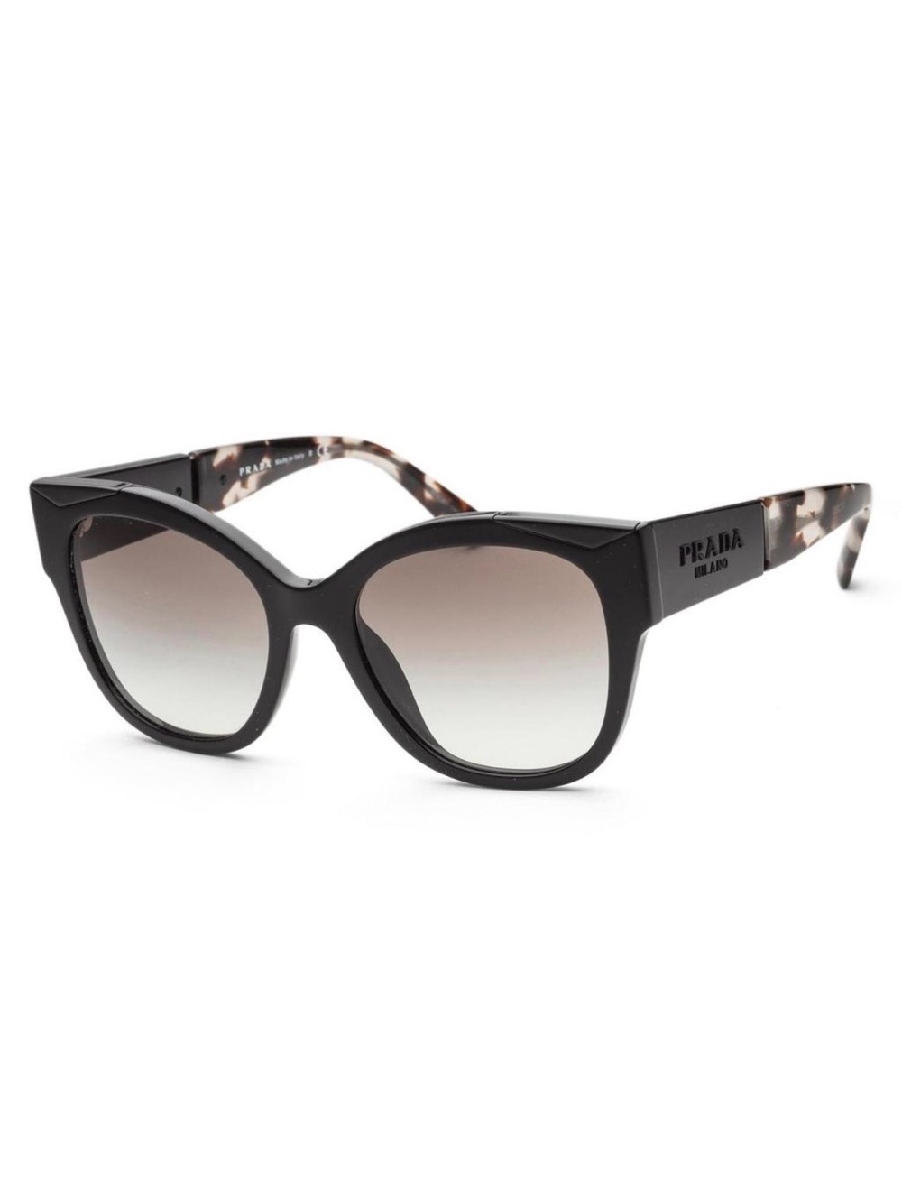 Prada Black Cat-Eye Sunglasses with Tortoiseshell Temples